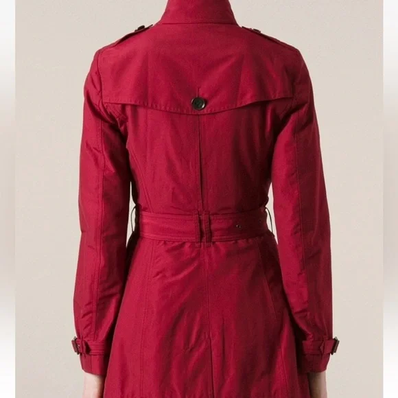 Burberry Brit red cotton blend double breasted trench coat alizarin crimson 8 - Picture 2 of 16